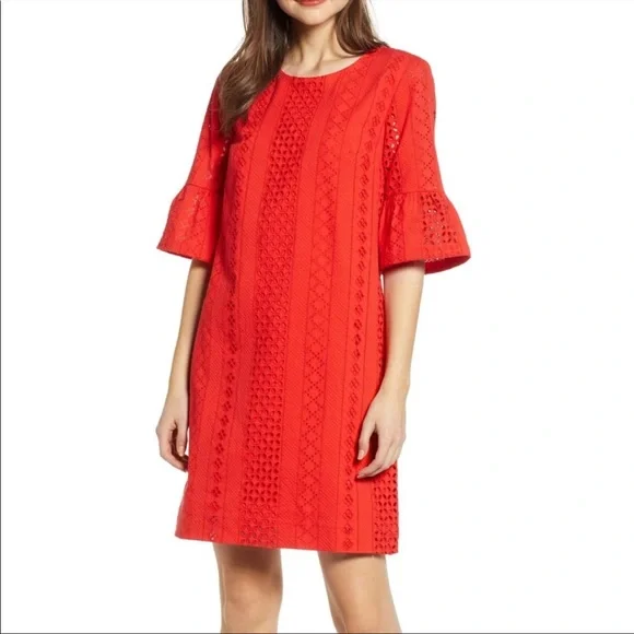 j crew red eyelet dress J. CREW